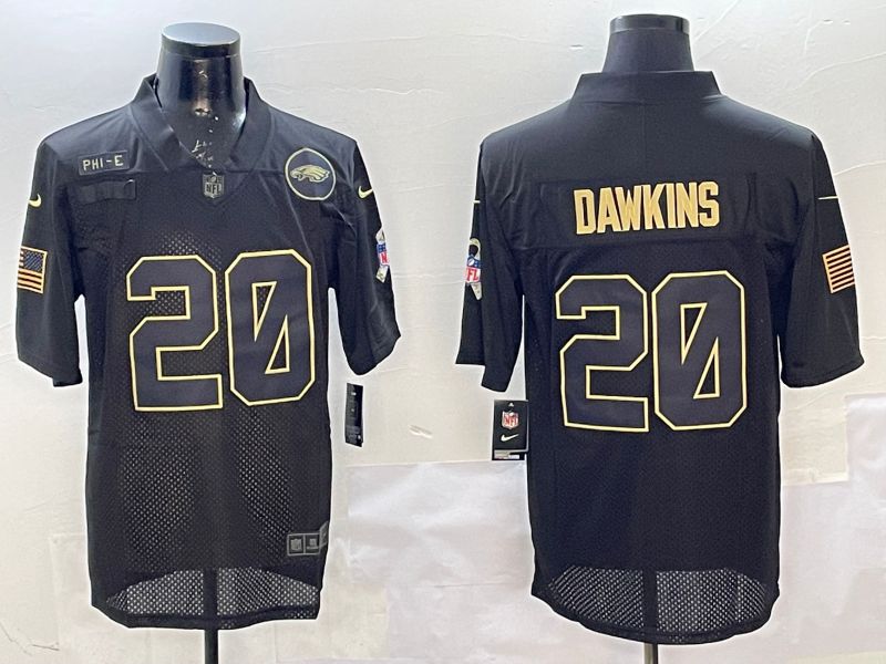 Men Philadelphia Eagles #20 Dawkins Black 2025 Nike Salute to Service Limited NFL Jersey style 1